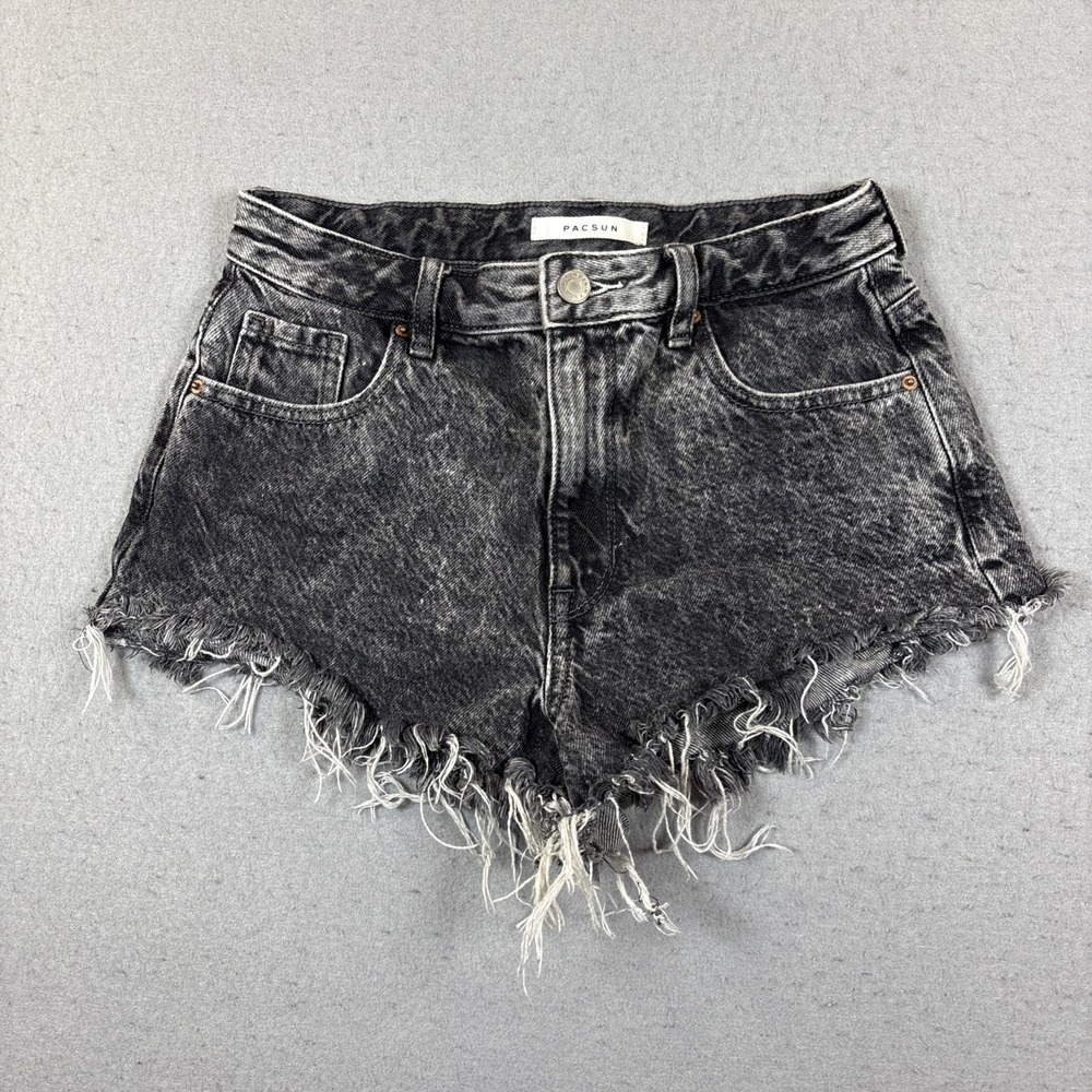 Pacsun High Rise  Festival Shorts Women Size 25 Black Denim